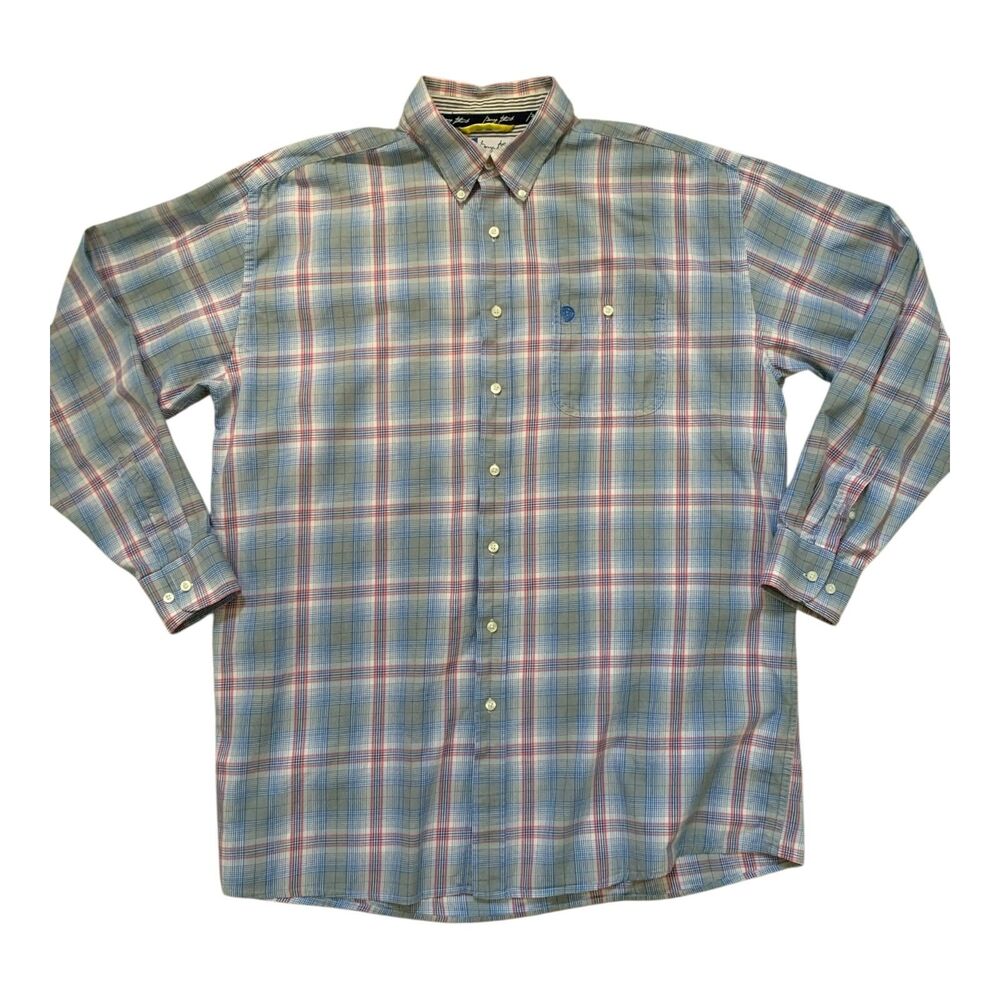 Wrangler George Strait Button Down 2XL MENS Blue Plaid Western Cowboy Rodeo READ